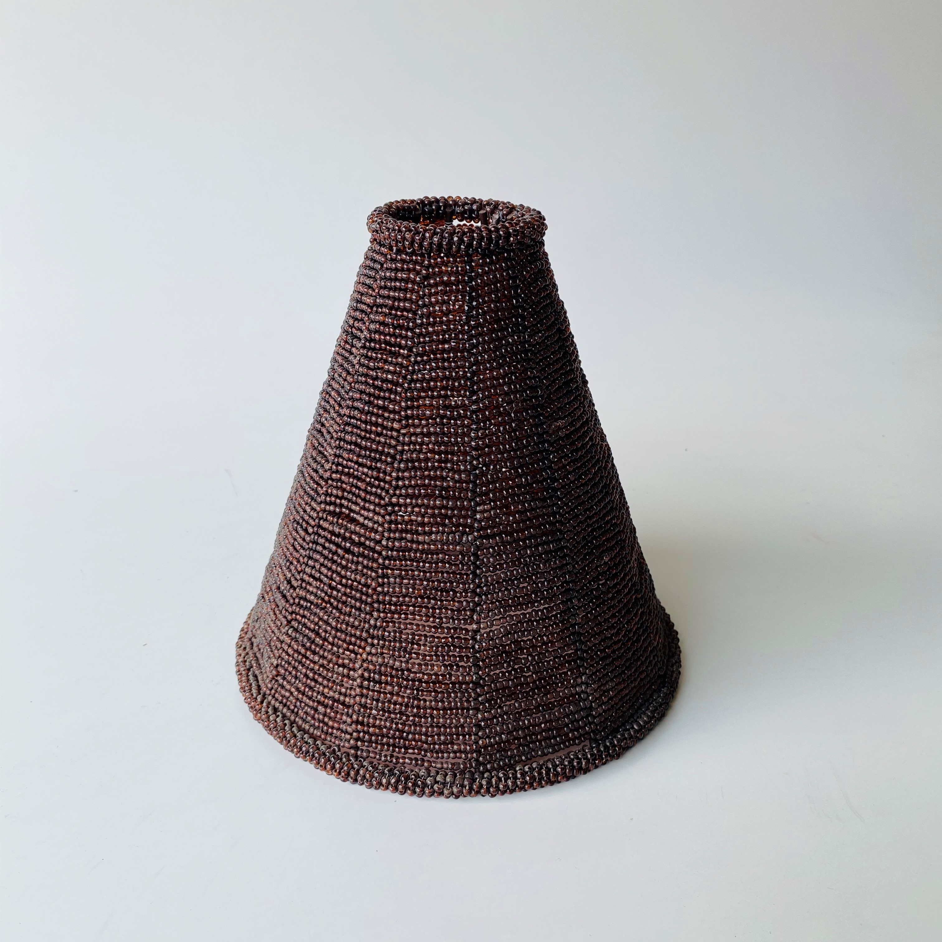 LAMPSHADE, Cone (Small) Glass Beaded Dark Brown